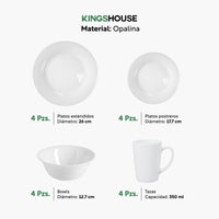 Thumbnail for Vajilla Opal De 16 Pzas Redonda 4 Personas Moderna Elegante