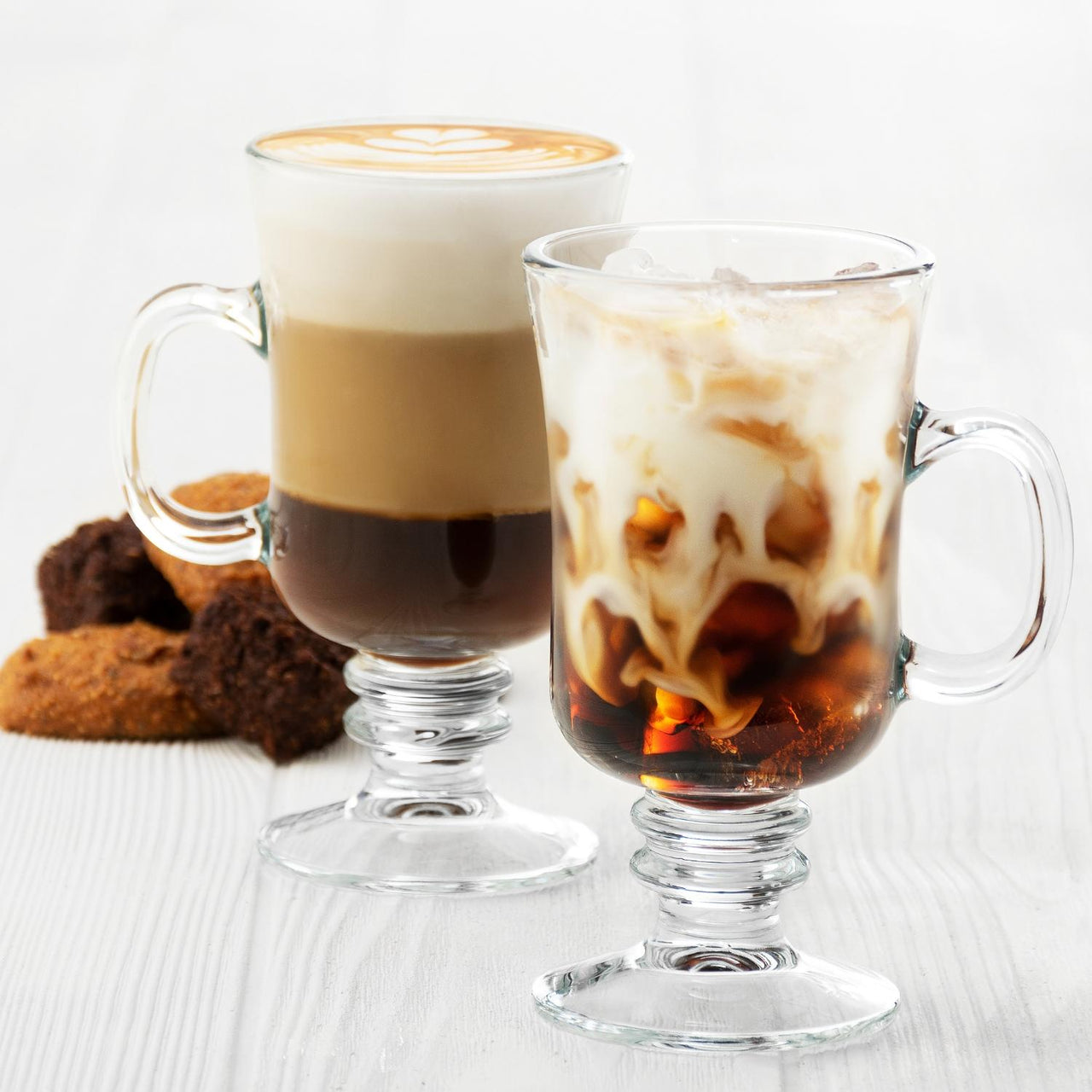 Vasos Cafeteros De Vidrio Elegantes 251ml Juego 2 Piezas