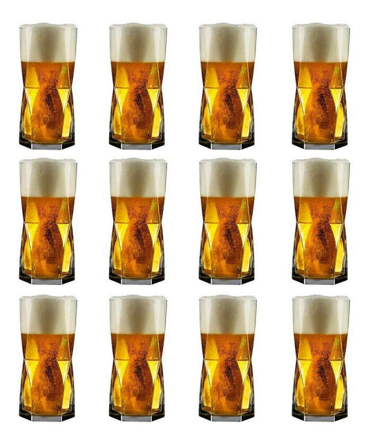 Vasos Rombos Hb 376 Ml 12pzs Vidrio Cerveza Cerveceros Crisa1710860 - LIB