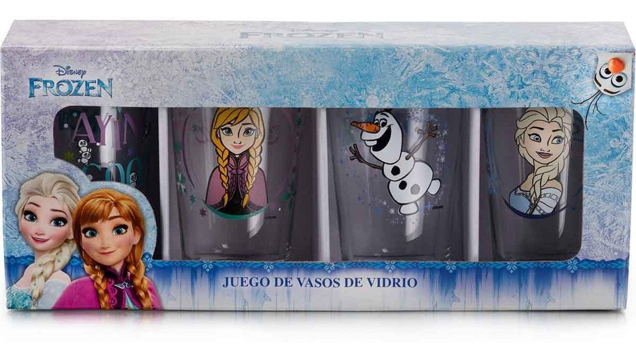 Vasos Vidrio Frozen 324ml Juego 4 Pzas Bebida Niñas Libbey