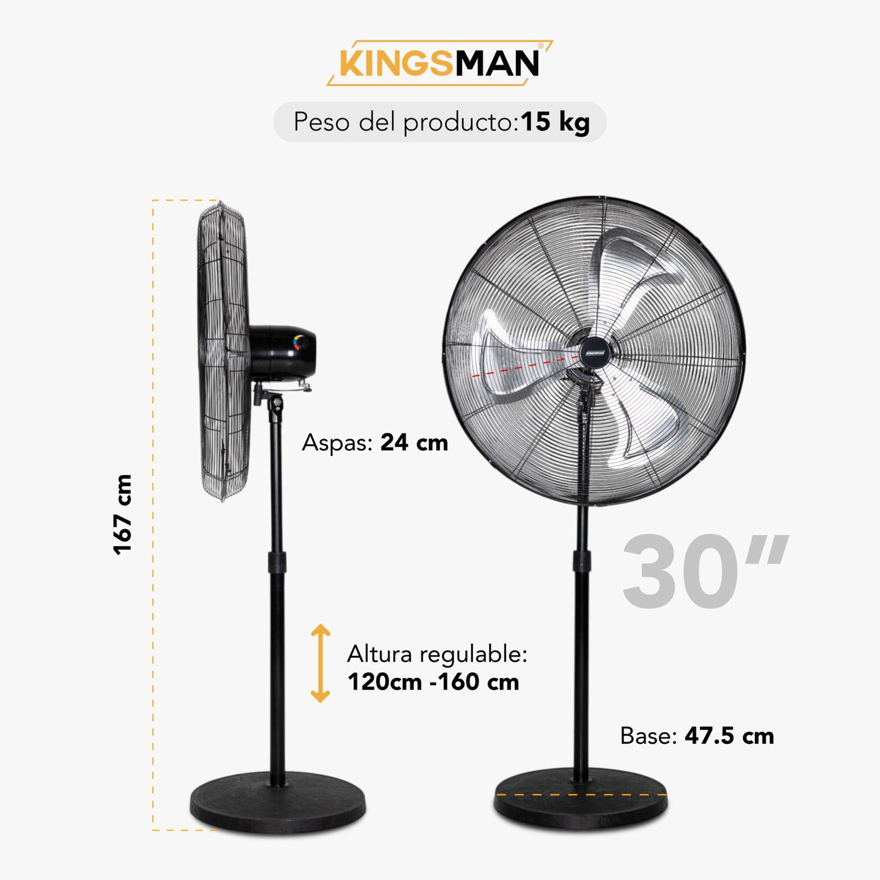 Ventilador Pedestal Industrial 30 Pulgadas De Pie Kingsman
