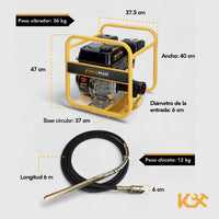 Thumbnail for Vibrador De Concreto A Gasolina 6.5 HP 4T Con Chicote 6 mts