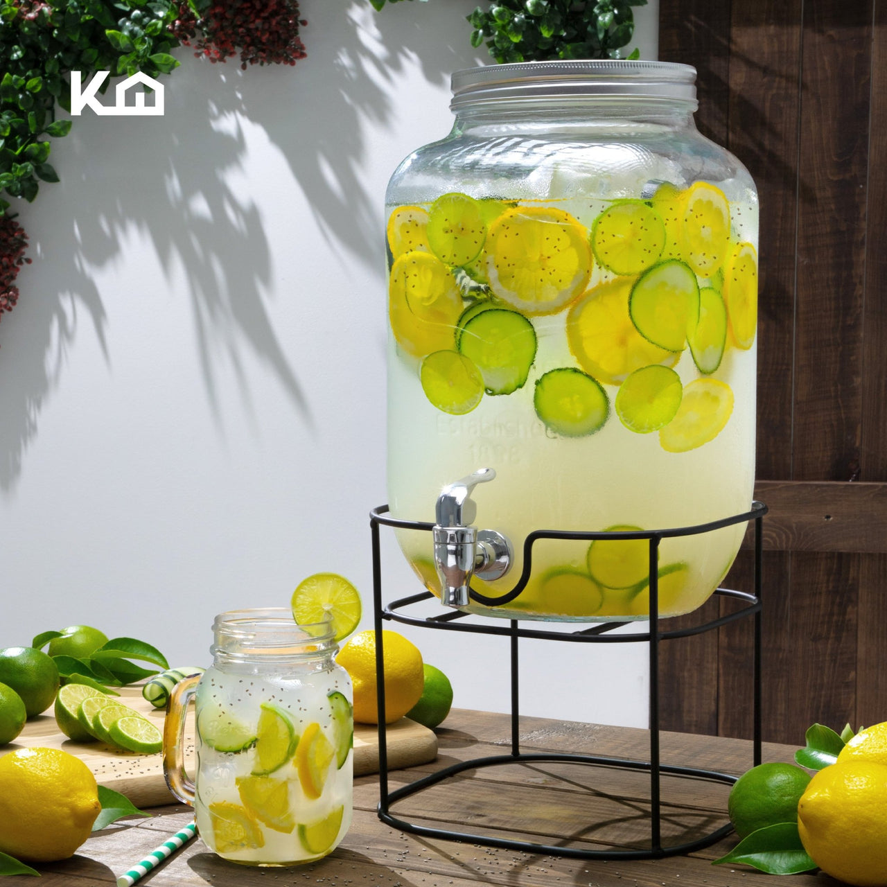 Vitrolero Dispensador de Agua 8L Tapa Hermética Base Metal