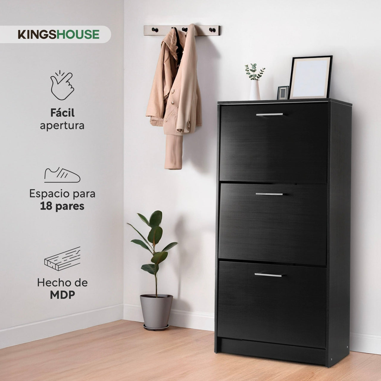 Zapatero Organizador Zapatera De Madera 18 Pares 3 Niveles